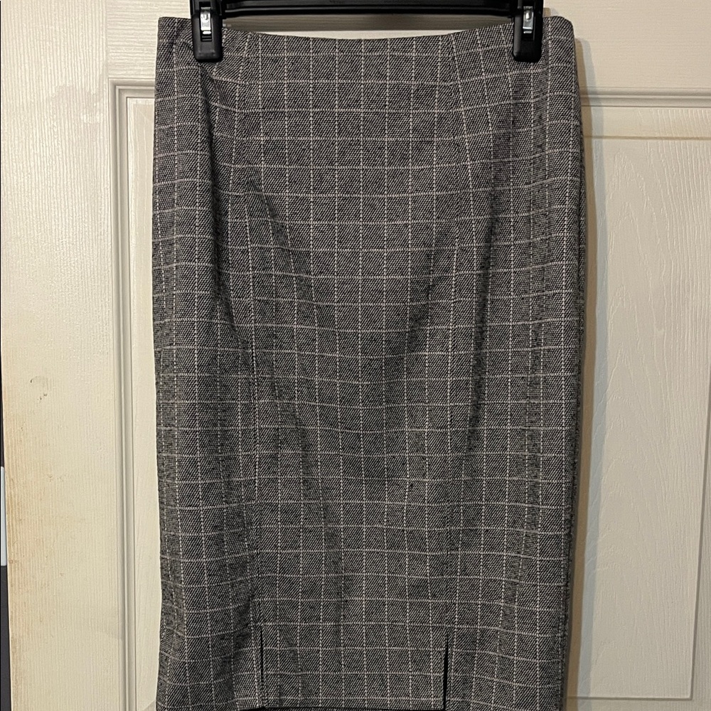 Skies Are Blue Gray Plaid Pencil Skirt